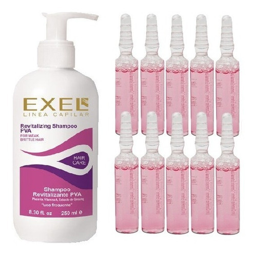 Shampoo Cabello Exel Pelos Quebradizos + 10 Ampollas 