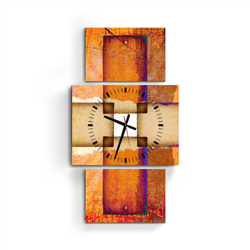 Reloj Cuadro Triptico Vintage Deco Arte Moderno Diseño Nuevo