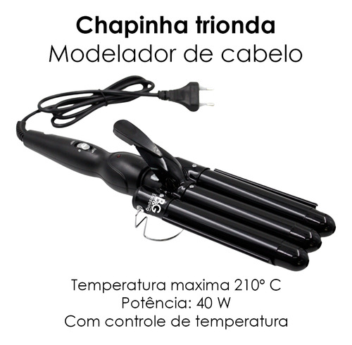 Tri-ondas Modelador 22cm De Diâmetro Preto Bg