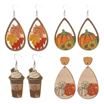 Comprar Aretes De Otono Para Mujer, Aretes De Madera Pintados Para E