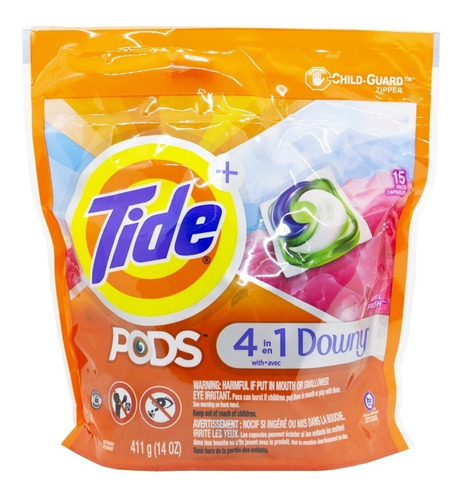 Tide Pods Detergente Ropa Cápsulas 4 En 1 Downy 15u Local