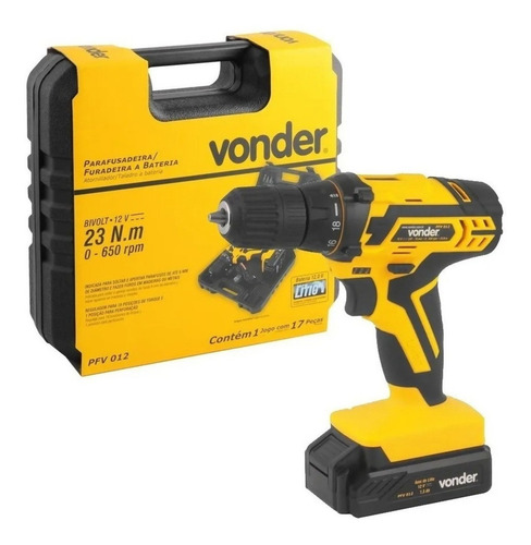 Furadeira A Bateria Vonder Portatil Profissional Kit Maleta