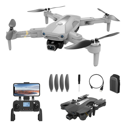 Drone Camara K80 Pro Control Remoto Pantalla 4k Gps Luces Gris