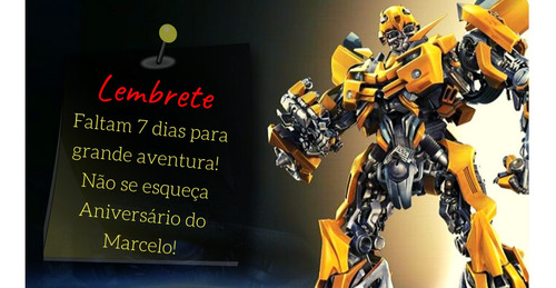 Imagem 3 de 3 de Convite Digital Transformers Bumblebee + Lembrete