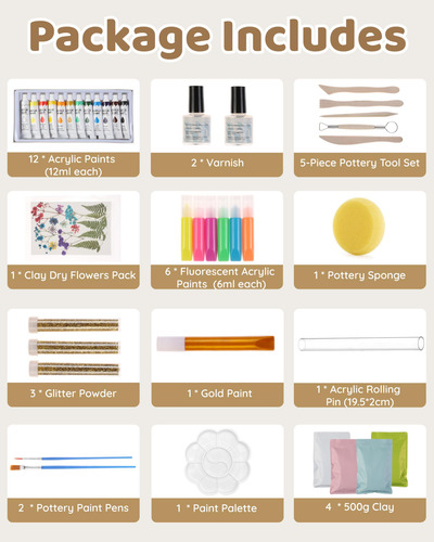 Kit De Arcilla Air Dry Gleamkid Para Adultos Con Herramienta