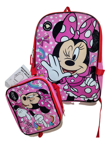 Mochila Y Lonchera Minnie Original Disney Rosa Estampado