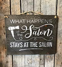 Cartel Madera Texto Ingl «what Happens The Salon Stays Para