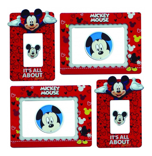 Porta Retrato Adesivo Disney Mickey 13.5x17.6 Cm Cor Vermelho