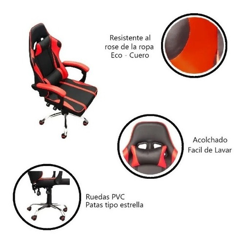 Imagen 4 de 7 de Sillon Silla Gamer Pro Basculante Xbox Pc Playstation Mundo