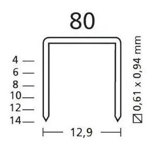 Grampo 80/10mm P Grampeador Pneumático Linha 80 Cx 10.000 Un