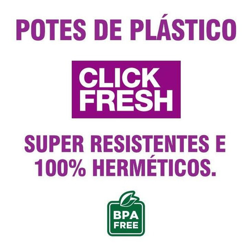 Imagem 2 de 2 de Kit 8 Potes Plásticos 100% Herméticos Qualidade Click Fresh