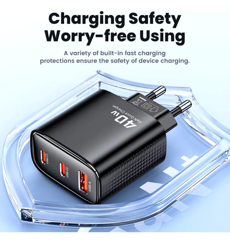 Cargador Celular Gan / Carga Rapida / 3 En 1 / Usb A Tipo C
