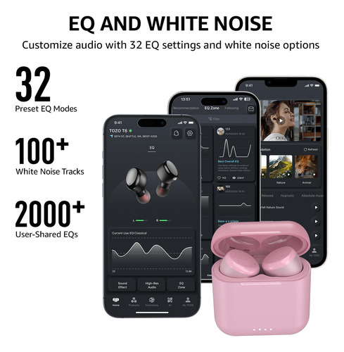 Audífonos True Wireless Tozo T6 Bluetooth 5.3 Con Funda De
