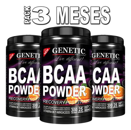 75 Serv Crecimiento Muscular Aminoácidos Bcaa Powder Genetic