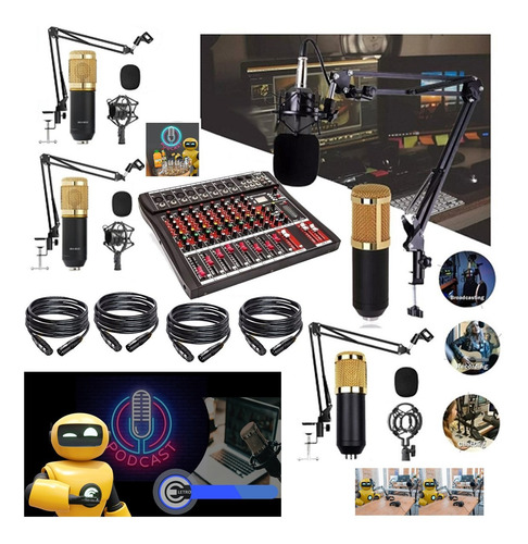 Imagem 2 de 2 de Kit Setup Webcaster Bancada Podcaster Microfone Condenser
