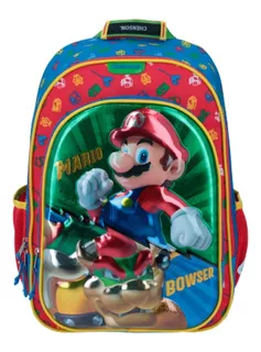 Mochila Chenson Mario Bros Mb64544-r Reforzada Dolay. Color Rojo Diseño de la tela Rayado