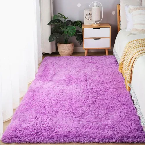 Alfombra Tapete Peluda Shaggy Pelo Alto 160 Cm X 200 Cm Violeta