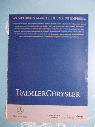 Propaganda Antiga Veja. Daimler Chrysler As Melhores Marcas 