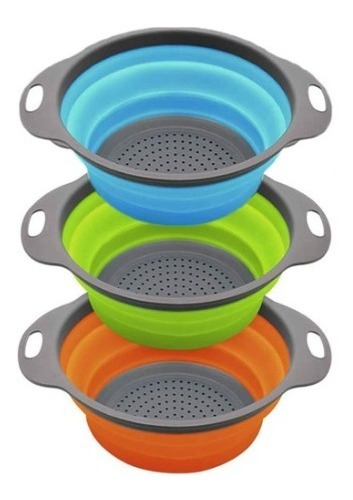 Imagen 6 de 10 de Colador Plegable Silicona Cocina Frutas Verduras Pastas
