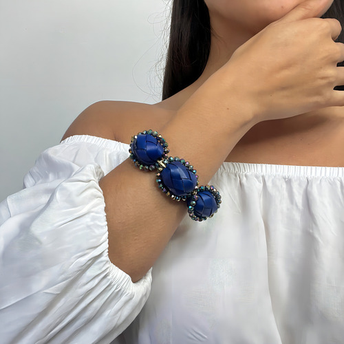 Indira Pulsera Mexicana De Bisutería Artesanal Diámetro 16 Cm