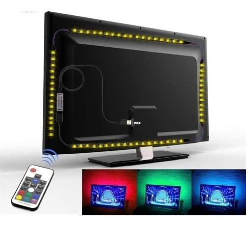 Tira Luz Led Rgb 5050 1 M Usb Tv Autos Pc A Control Remoto