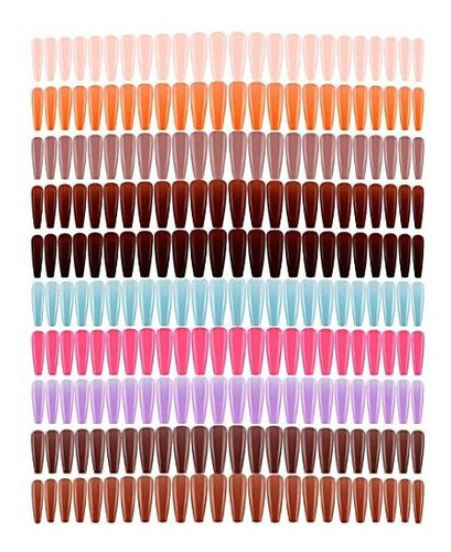Uñas A Presión - 240 Pieces 10 Sets Colorful Press On Nails 