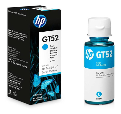 Botella De Tinta Hp Gt52 Cian