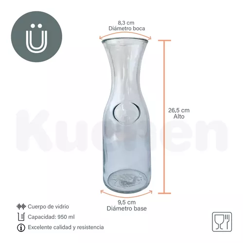 Botella de cristal 500 ml con cuerpo transparente 