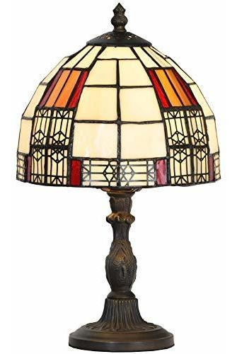 L10728 Lámpara De Mesa Con Vitrales Estilo Tiffany De Bloque