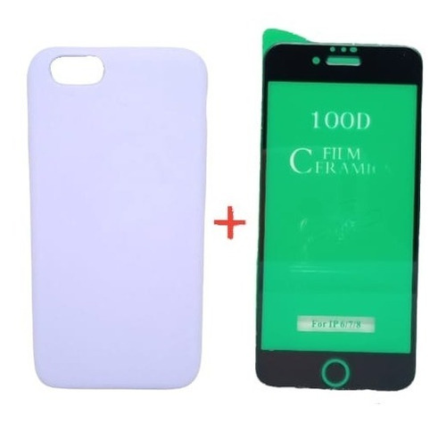 Silicone Case Cerrado Para iPhone 6s Y Vidrio Ceramico Negro