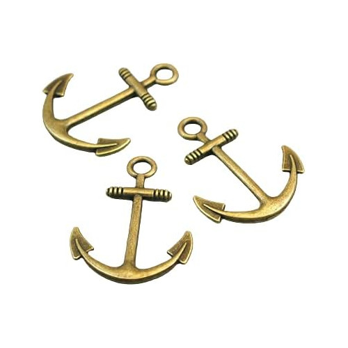 14 Charms De Barco Ancla De Bronce Antiguo (doble Cara)...