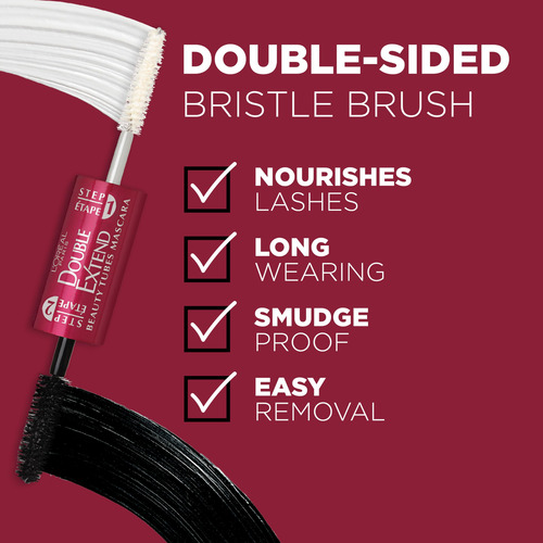 Mascara L'oreal Paris Con Doble Tubo Alargador, Color Negro