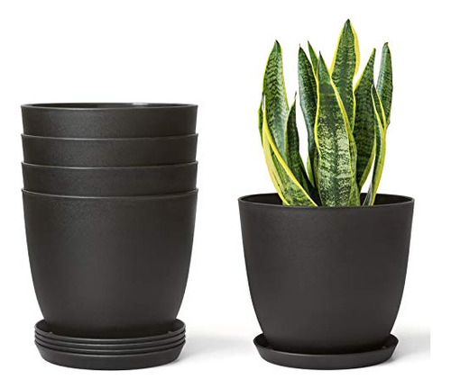 6.5  Plastic Plant Pots For Plants With Saucers, Indoor...