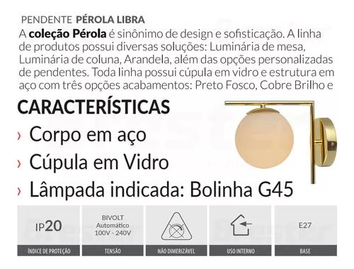 Arandela Interna Parede Moderna Sofisticada Pérola Avant