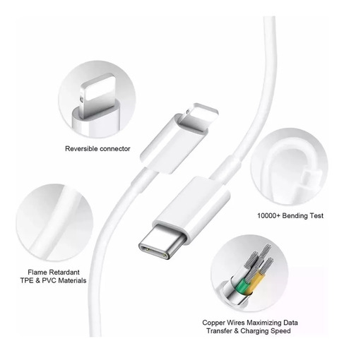 Cabo Modelo Usb-c Lightning Compatível Com iPhone