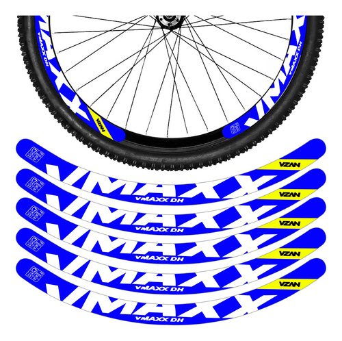 Kit 12 Adesivos Bike Roda Aro 26 29 Freio A Disco Vmaxx Azul