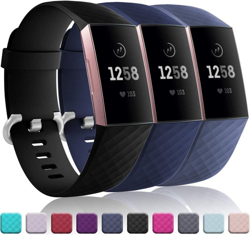 Imagen 1 de 7 de 3 Mallas De Reloj Fitbit Charge 4 / Charge 3 / Talle Large
