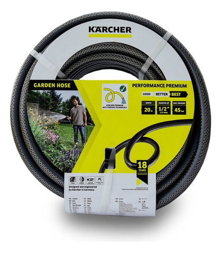 Manguera Karcher 1/2 '' De 20 Metros Pvc Anti Torsion Negro