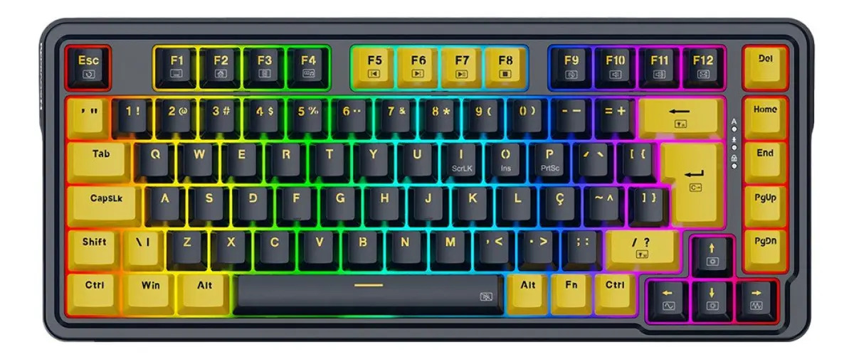 Teclado Mecânico Redragon Elf RGB Preto e Amarelo