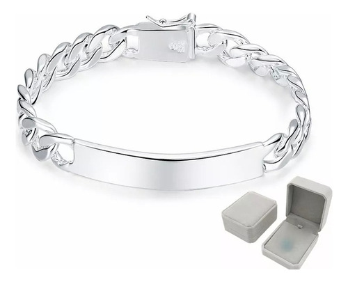 Pulsera Piocha Esclava Grumet 10mm 20cm Chapado Plata 925