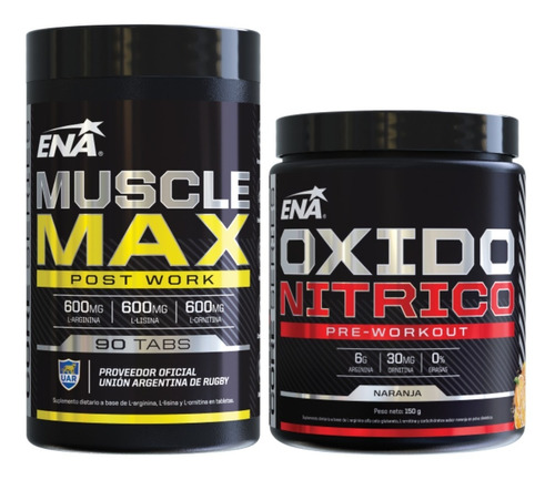 Combo Muscle Max X90 De Ena Sport + Oxido Nitrico 150 Grs