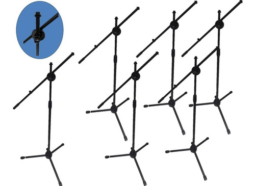 Combo 6 Pie De Microfono Gris Doble Jirafa Con Pipeta Envio