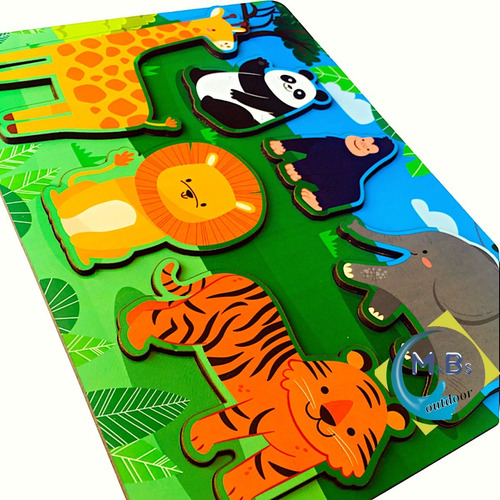 Imagen 4 de 6 de Encastre 6 Piezas Madera Gruesa Juego Didactico Bebes Niños
