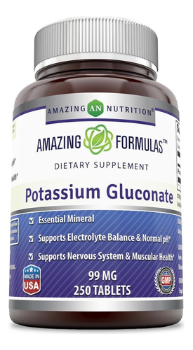 Amazing Formulas Potassium Gluconate 99mg  250 Tabletas