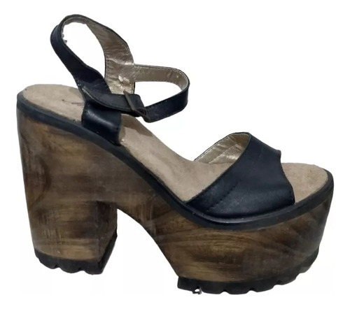 Sandalia Zapatos Plataforma Mujer Taco Alto Ecocuero Fiesta