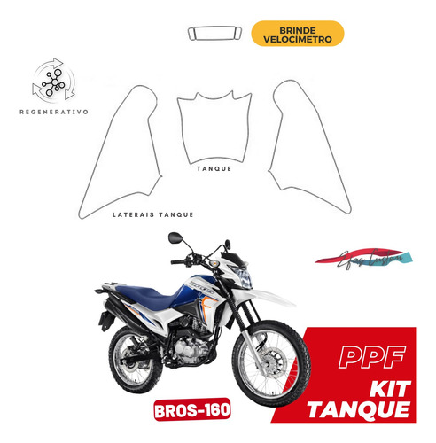 Película Ppf Proteção De Riscos Tanque Honda Nxr 160 Bros