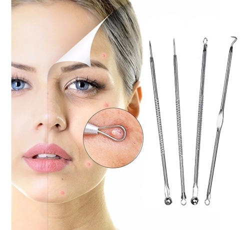 Imagen 1 de 7 de Kit Removedor Extractor Puntos Negros Espinillas Acne 4 Pzs