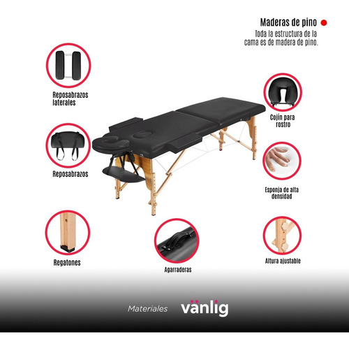 Cama De Masaje Tatuajes Portatil Profesional Madera