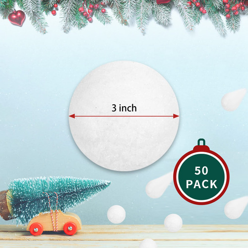 Juego De 50 Bolas De Nieve Para Interiores 3 Pulgadas Navida
