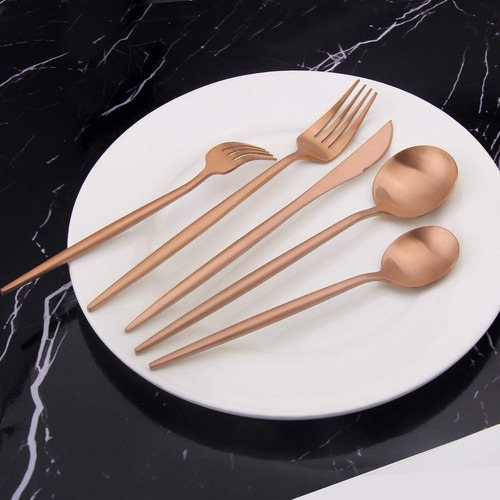 Juego De Cubiertos Vanys Matte Rose Gold, 20 Piezas Para 4 P